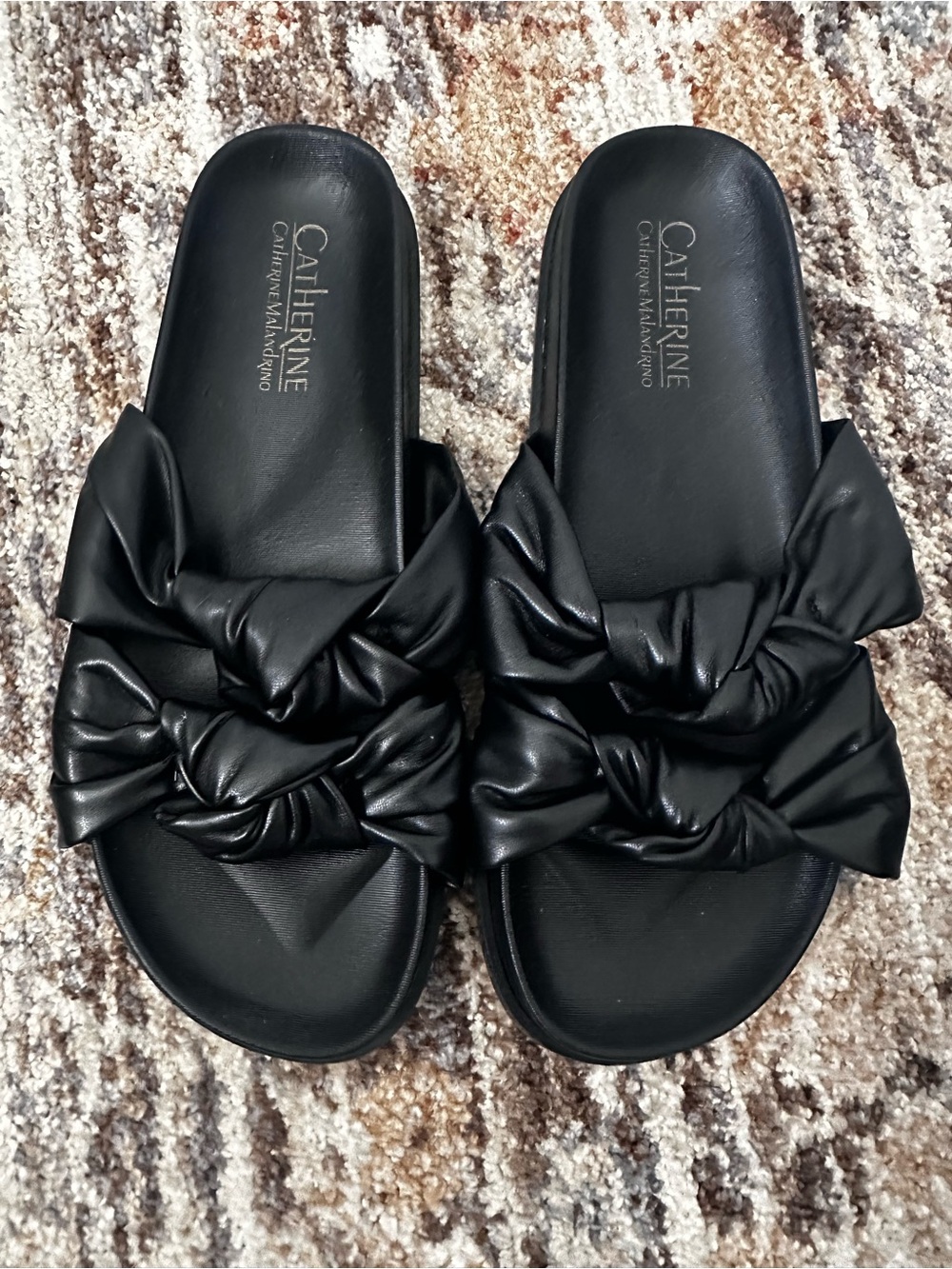 Catherines Black Knotted Slide Mules